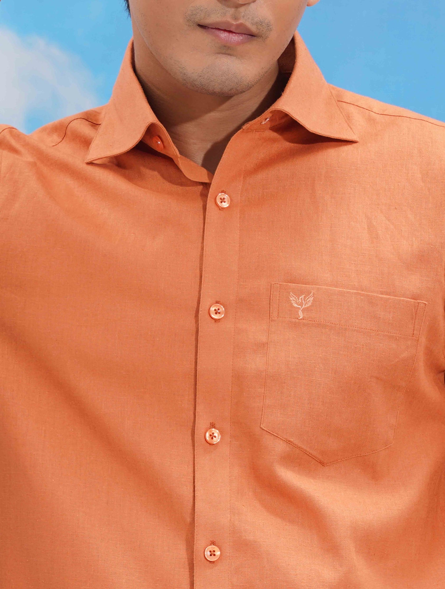 Pumpkin orange classic point collar solid Shirt