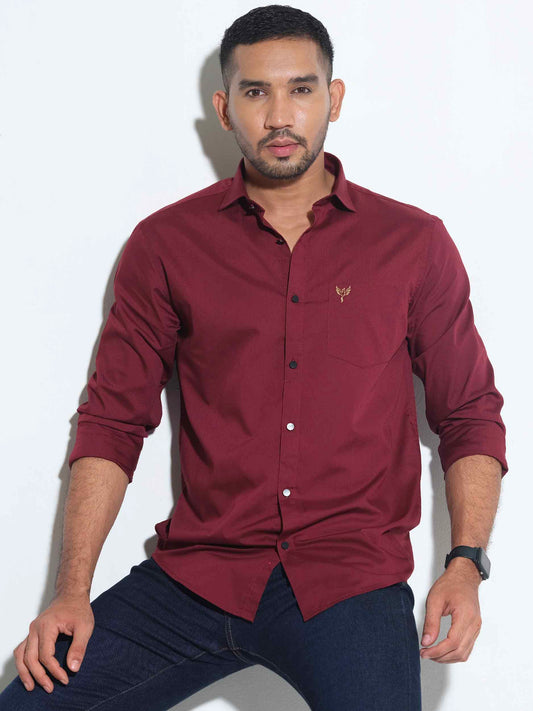 Maroon color cotton fabric shirt