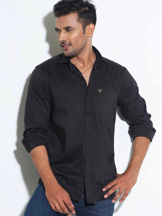 Black color cotton fabric shirt