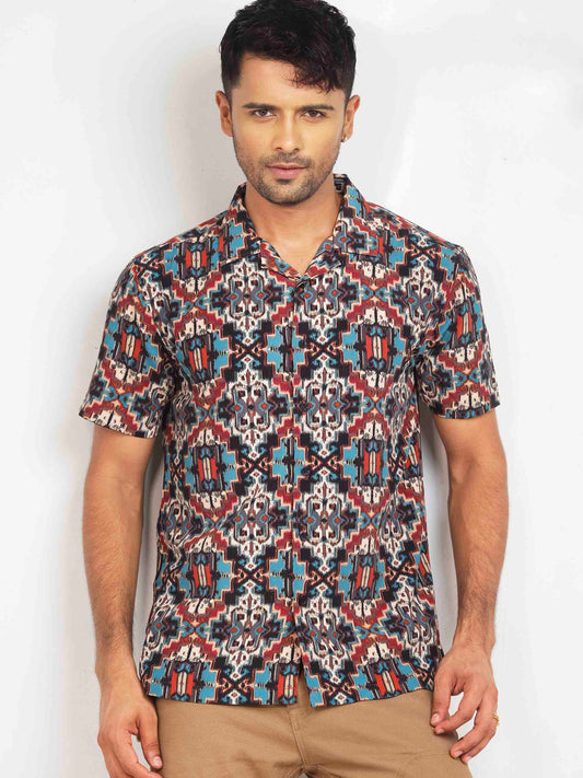Multicolor georgette linen hawaiian shirt