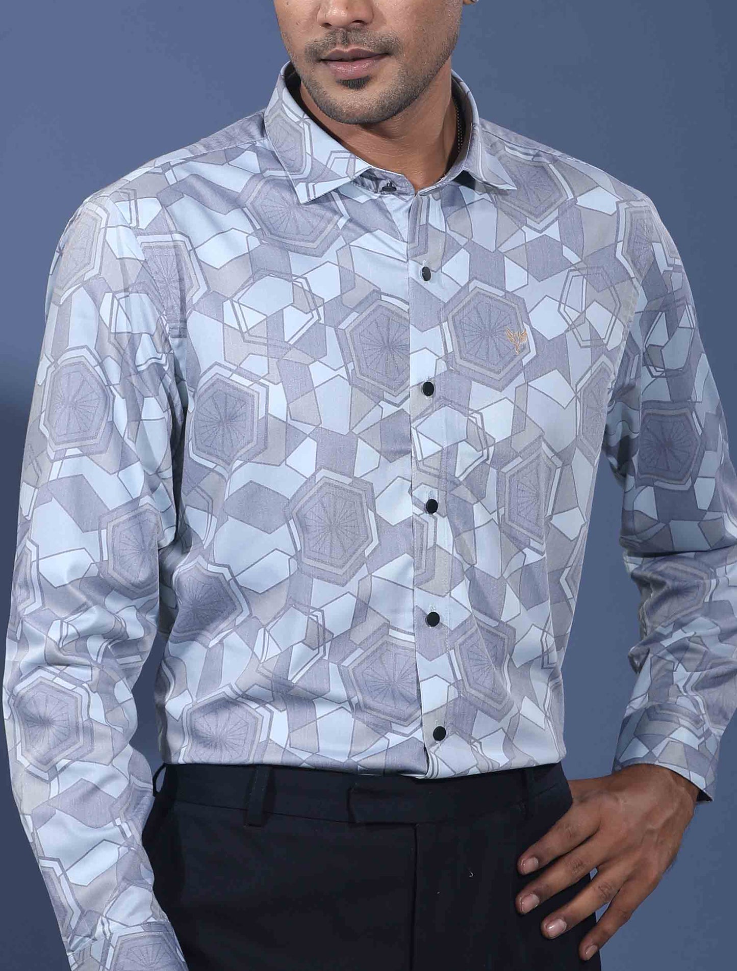 Sky cream hexagonal printed premium full sleeve