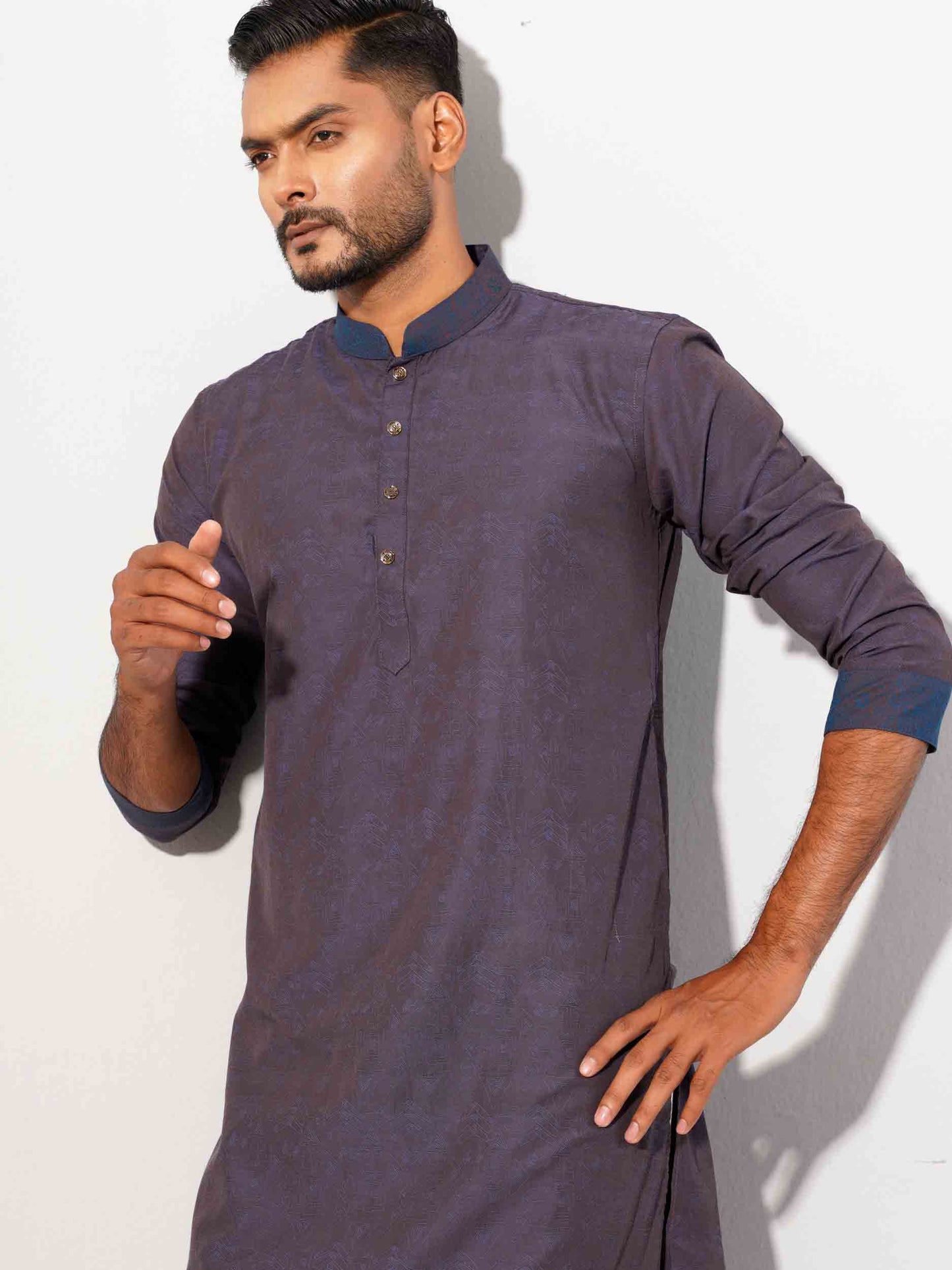 Smoke color jacquard fabric panjabi.