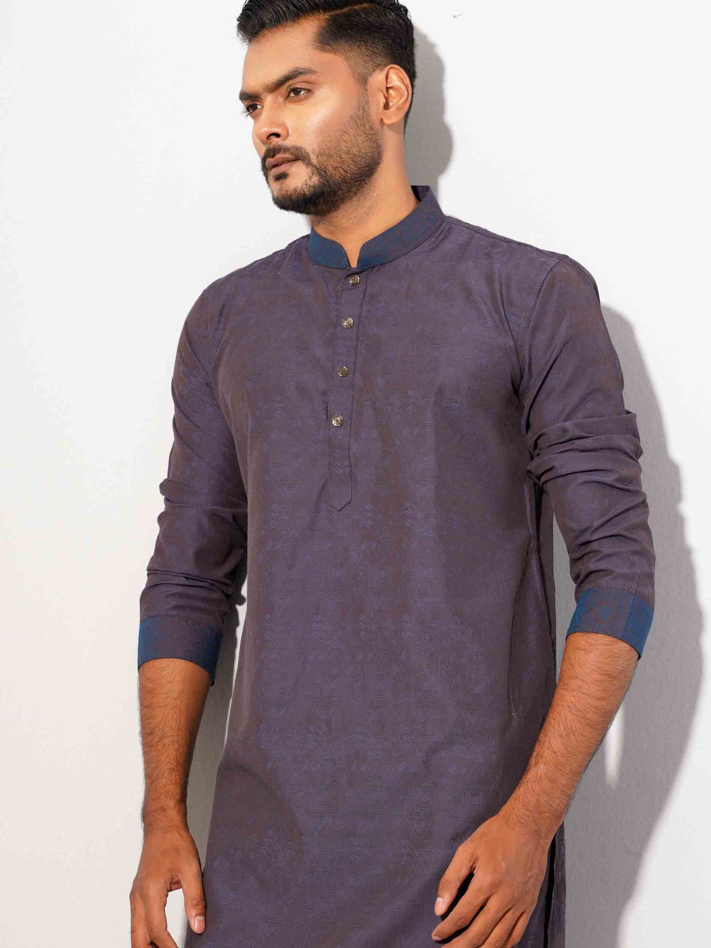 Smoke color jacquard fabric panjabi.
