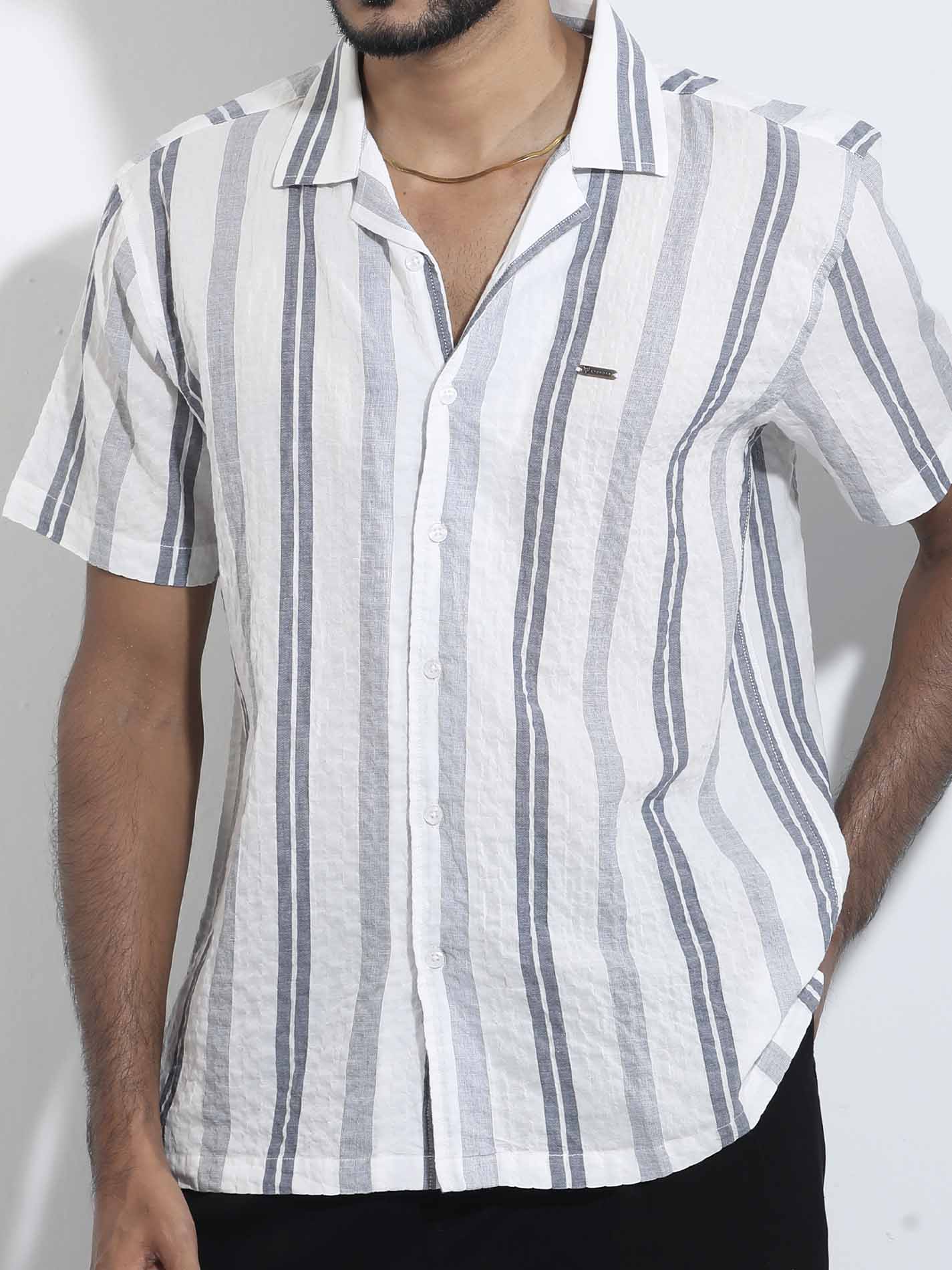 White Ash stripe Viscos printed premium havana