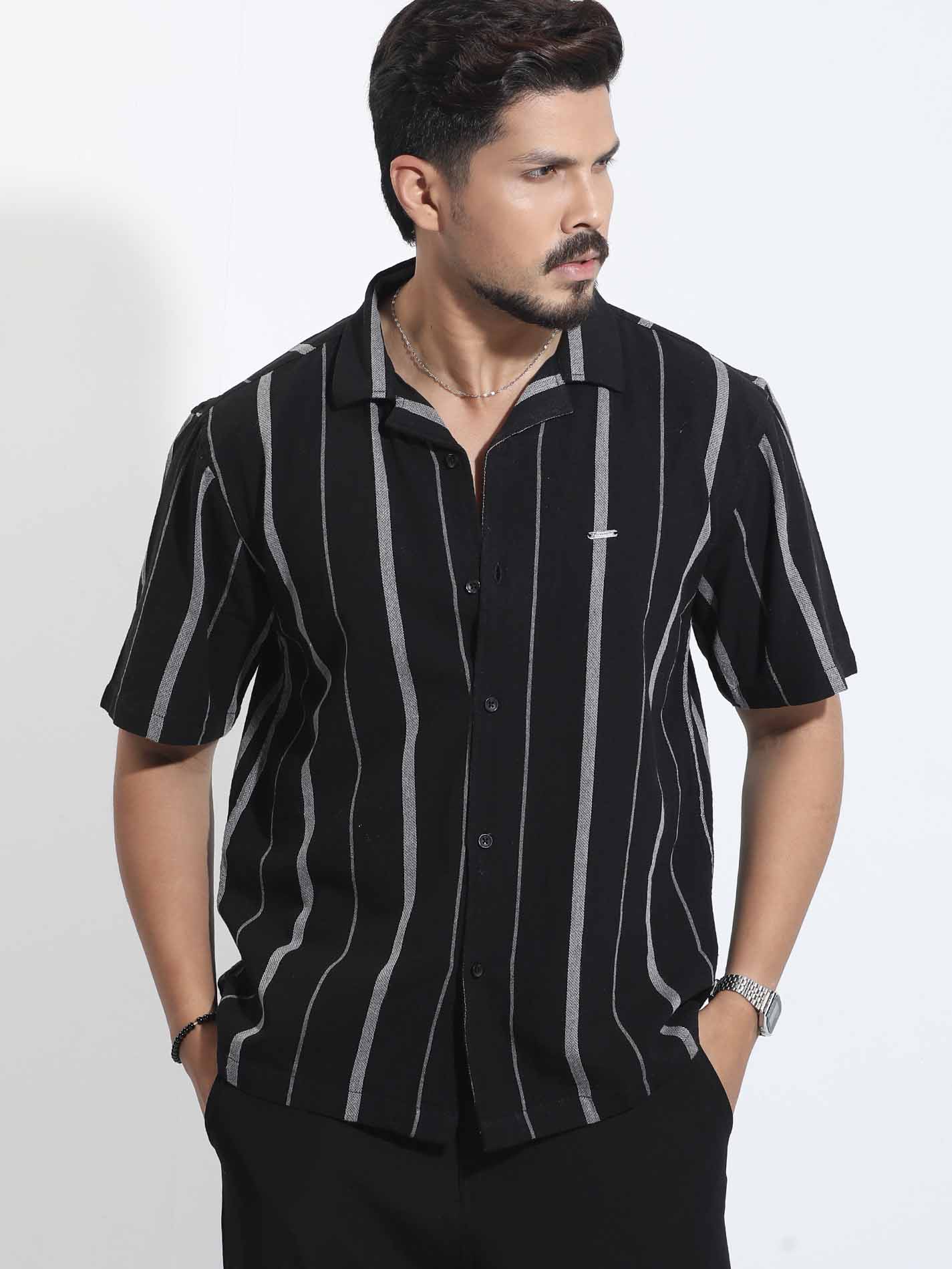 Matte Black ash stripe Havana shirt