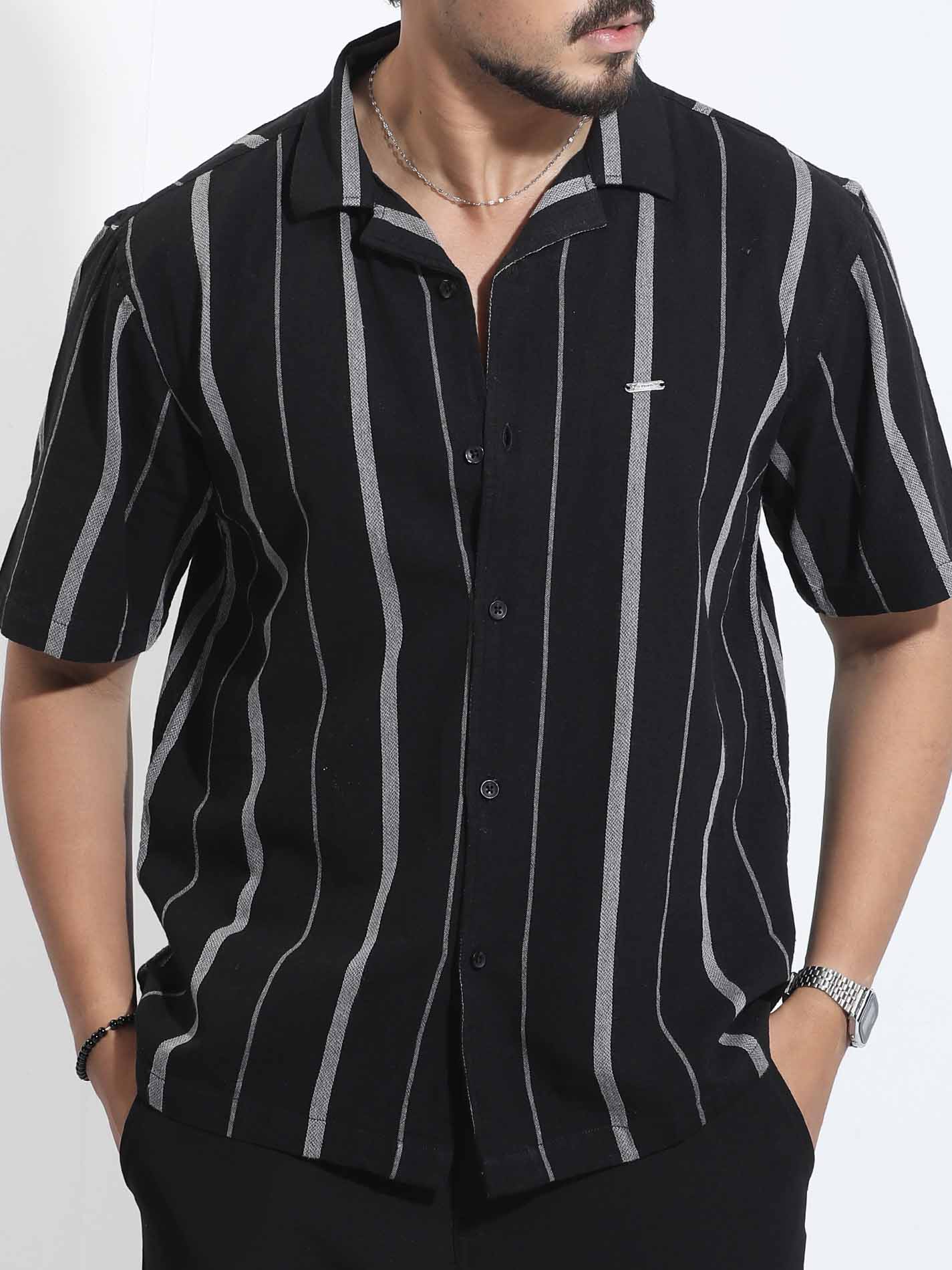 Matte Black ash stripe Havana shirt