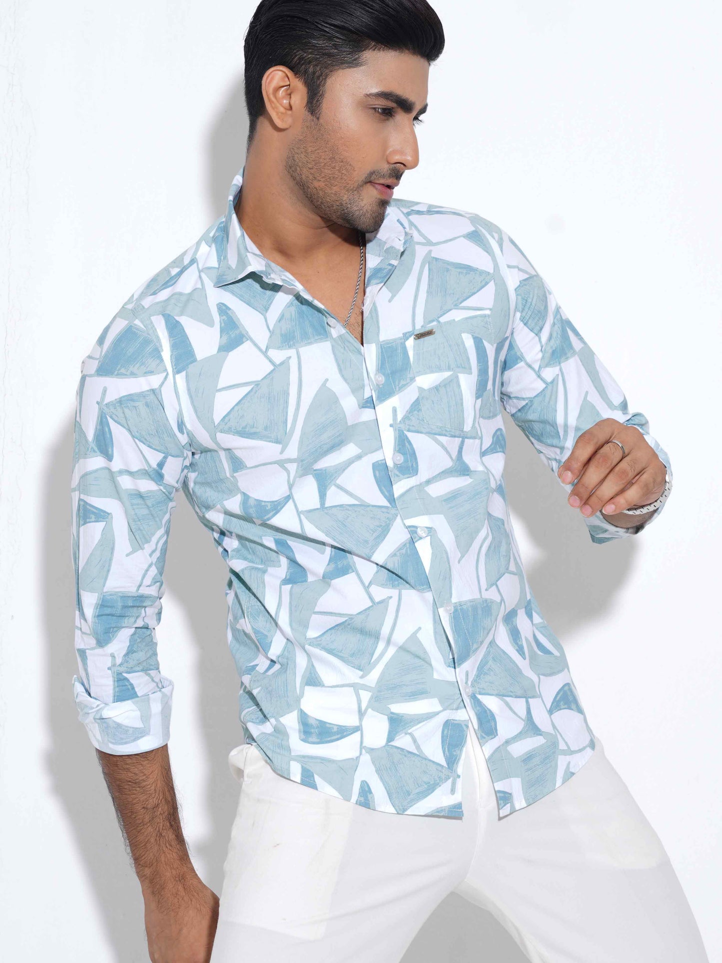 Paste White Printed Viscos Premium Full sleeve Shirt