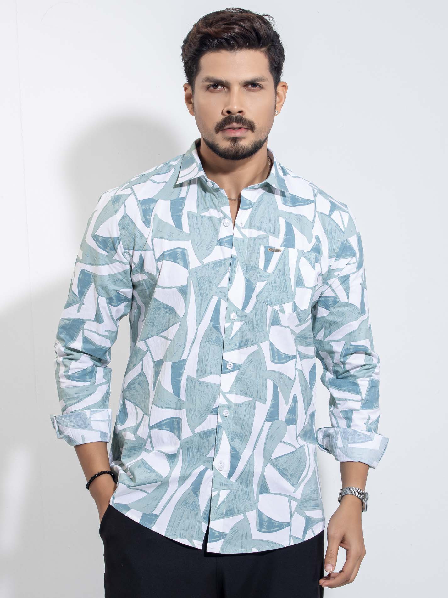 Paste White Printed Viscos Premium Full sleeve Shirt