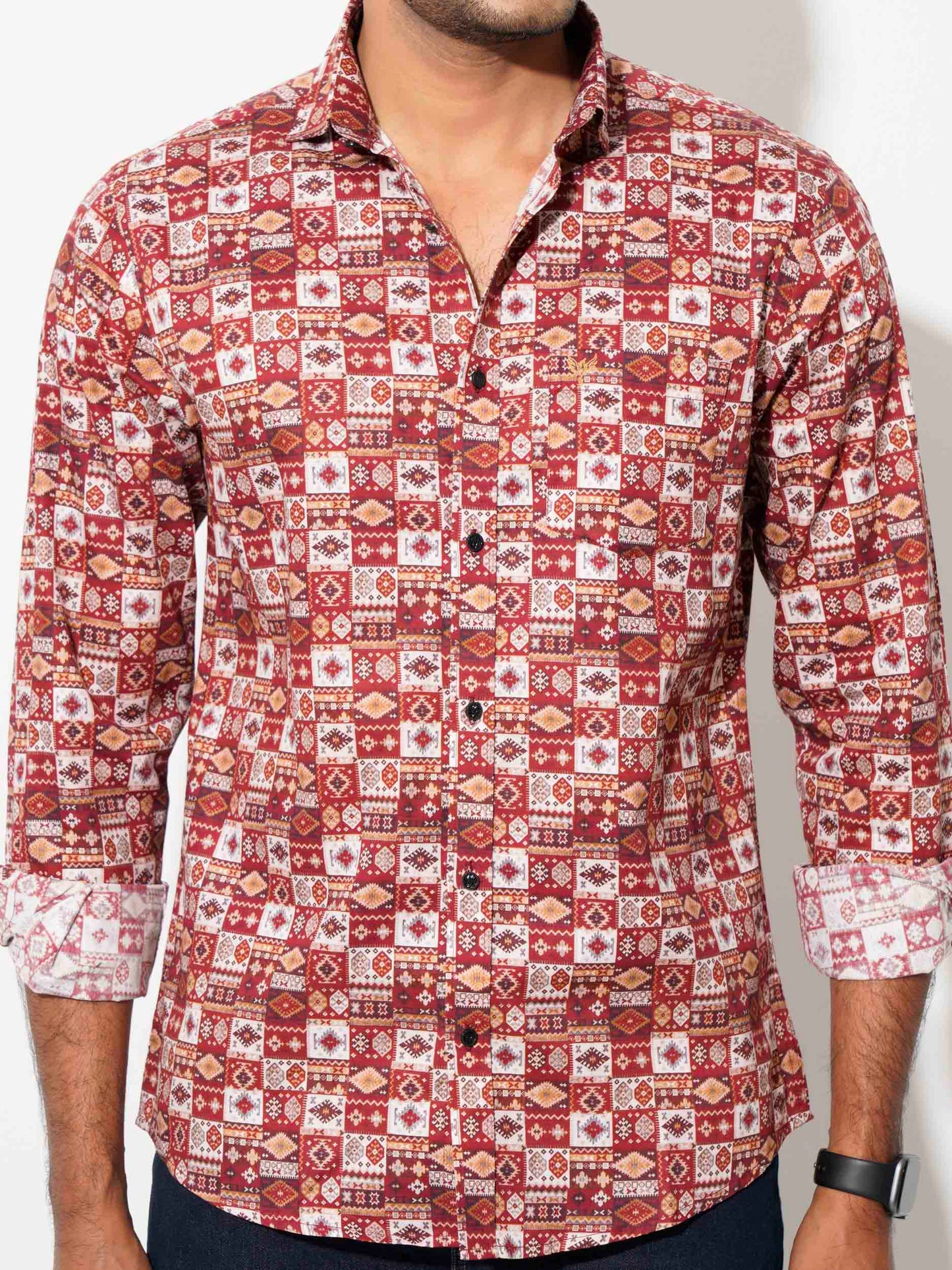 Maroon nakshi digital printed full sleeve