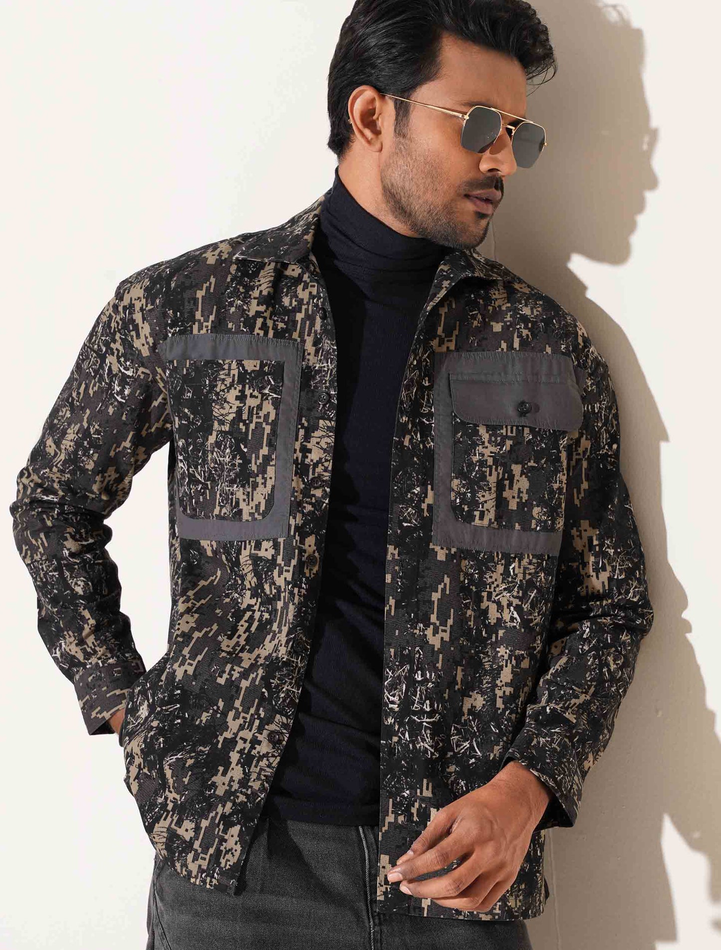 Black and cream printed Premium shacket