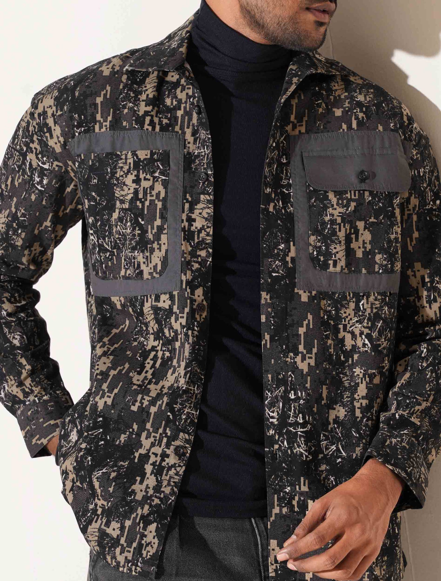 Black and cream printed Premium shacket