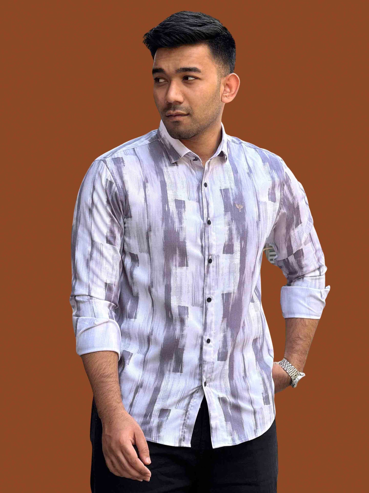 White light ash printed premium full sleeve shirt
