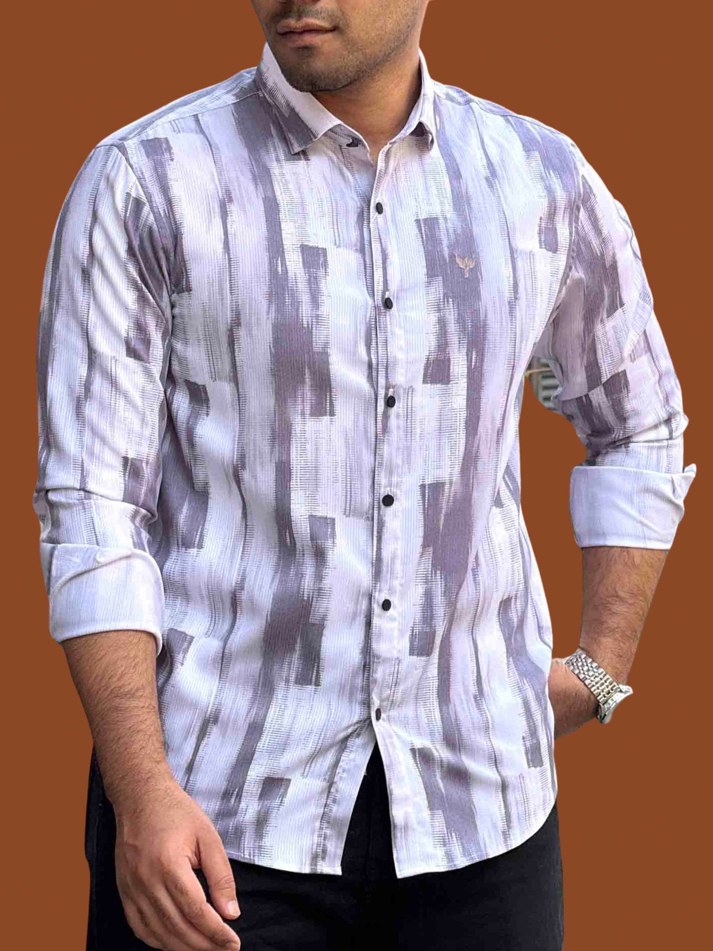 White light ash printed premium full sleeve shirt