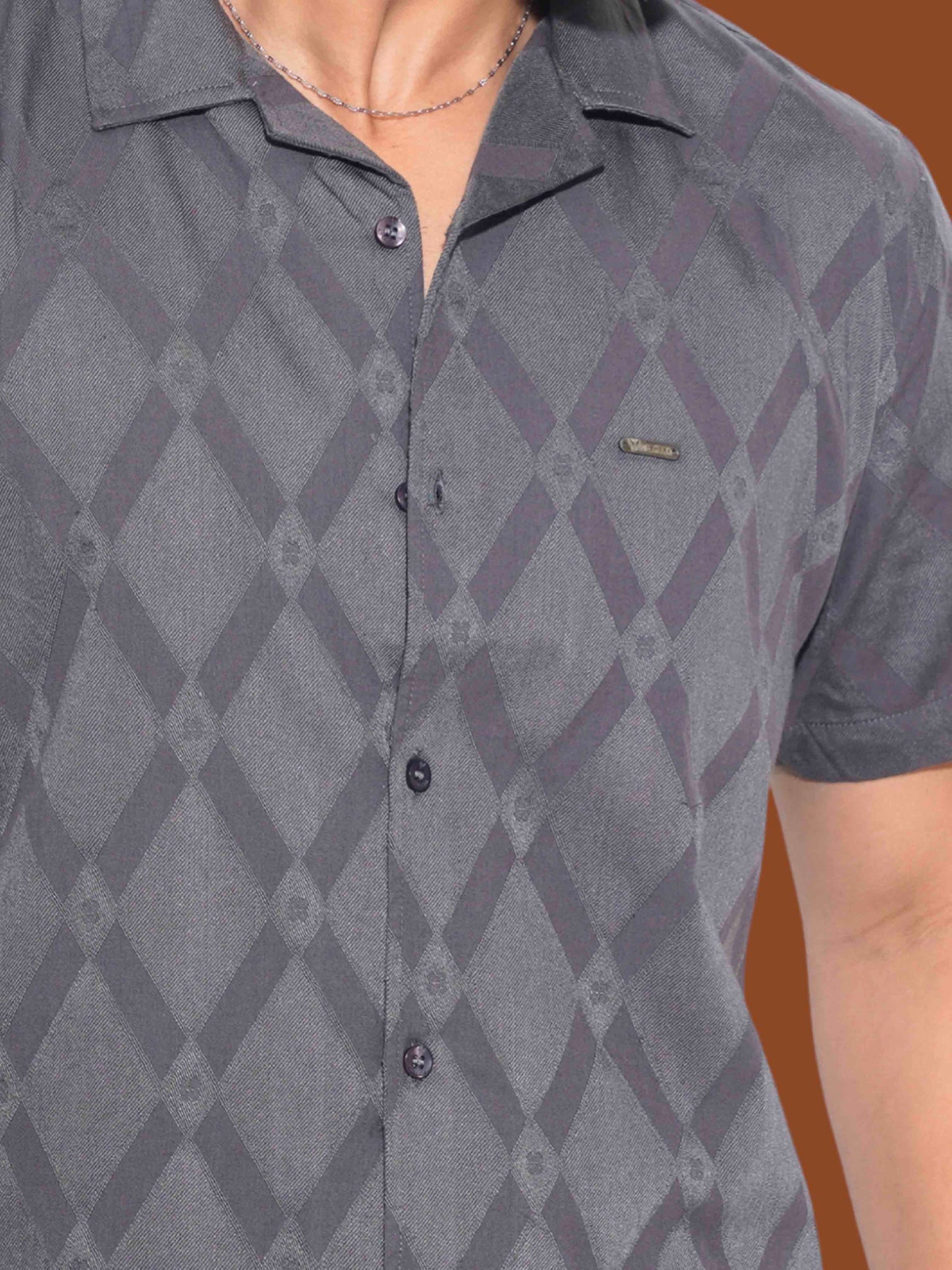 Gray texture fancy cotton havana shirt