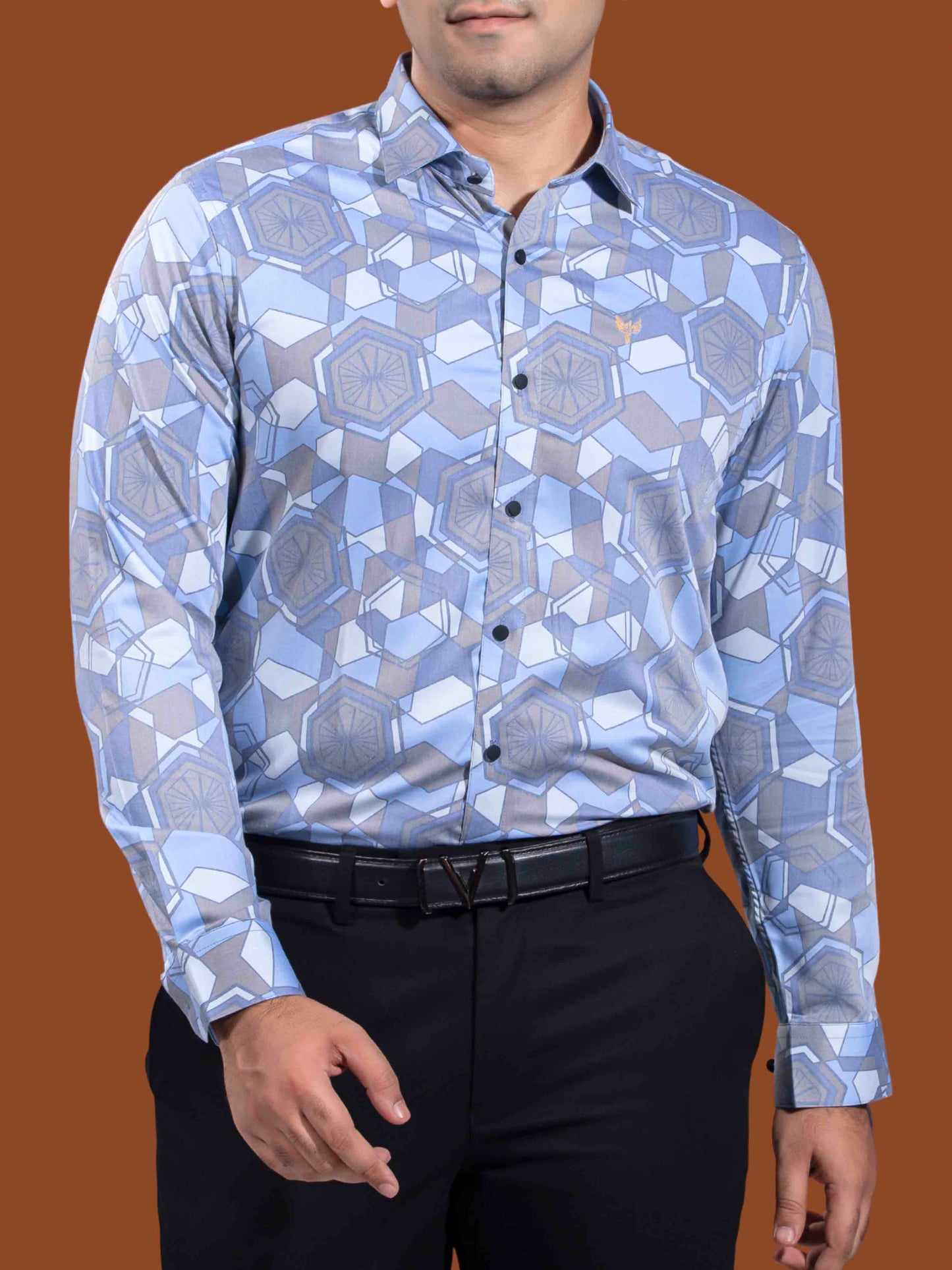 Sky brown hexagonal printed premium full sleeve