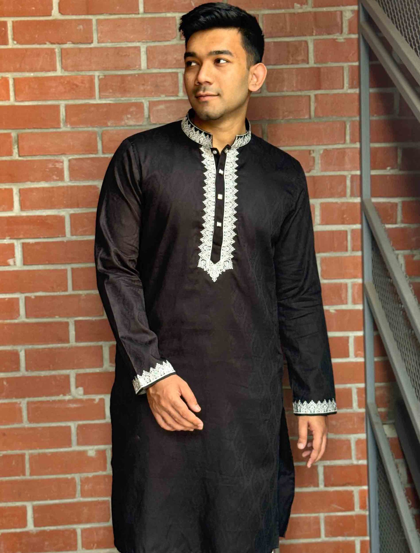 Ink black Printed premium embroidery panjabi