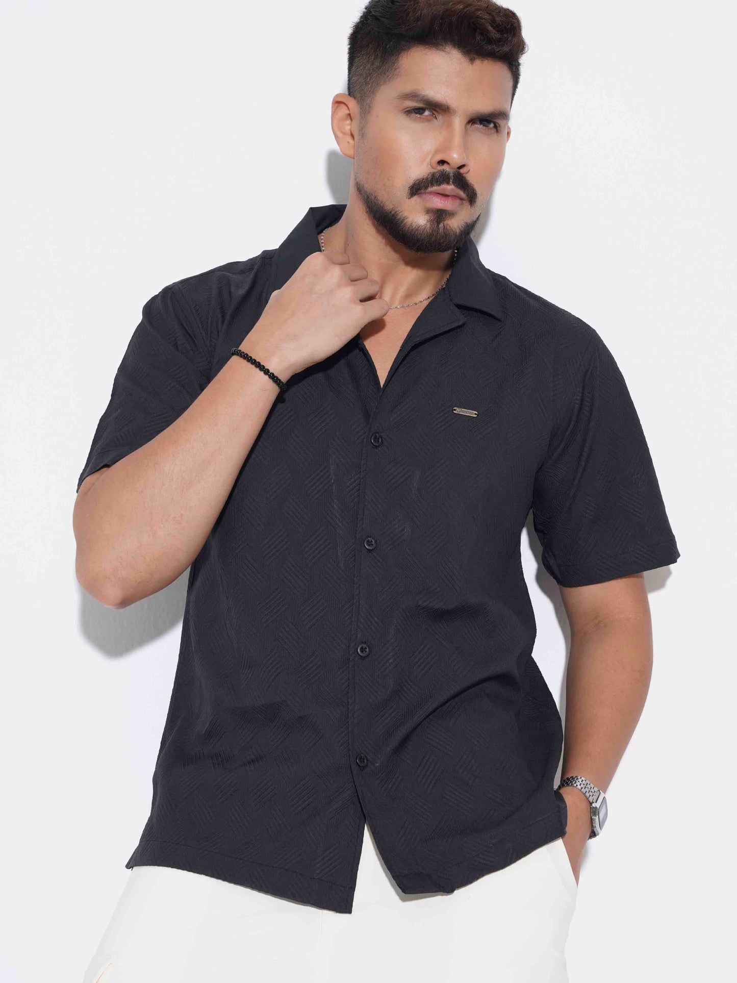 Black texture premium havana shirt