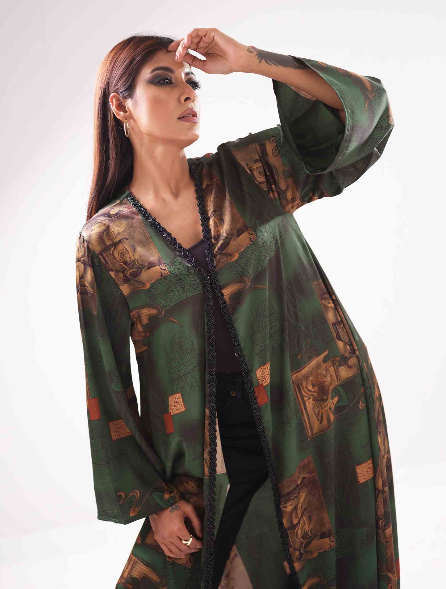 Green copper color Gown design female dress