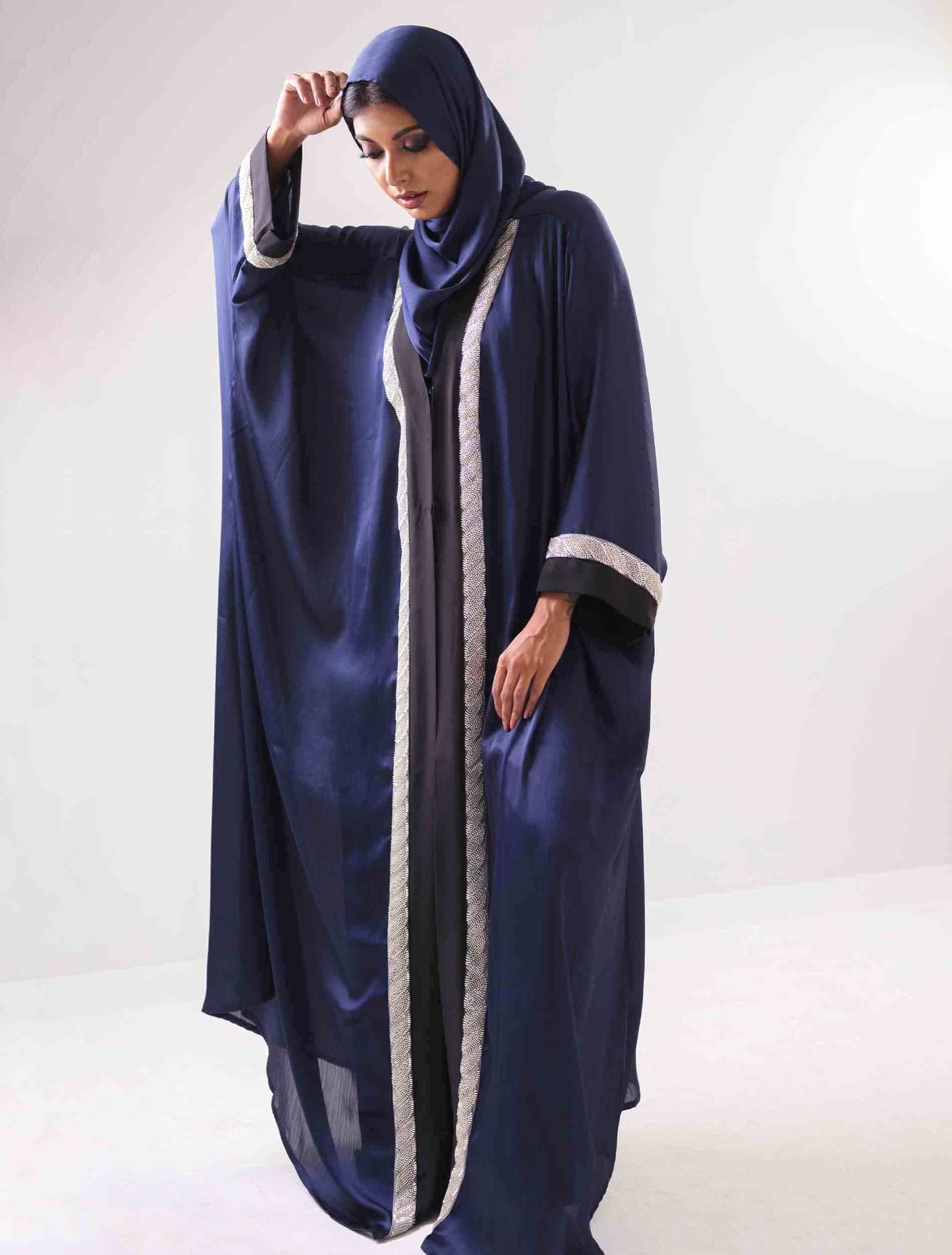 Blue black contrast Shrug design female dress
