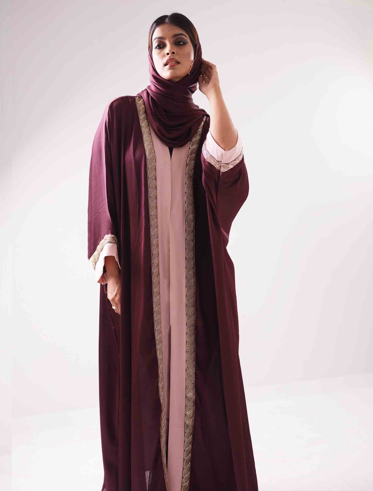 Rose red and pink contrast Shrug design female dress