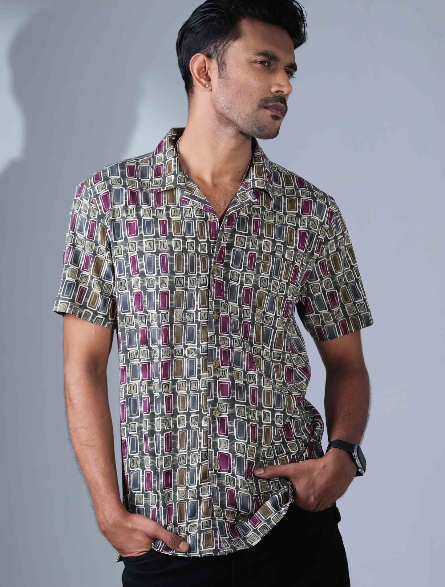 Avocado Olive maroon Printed premium havana shirt