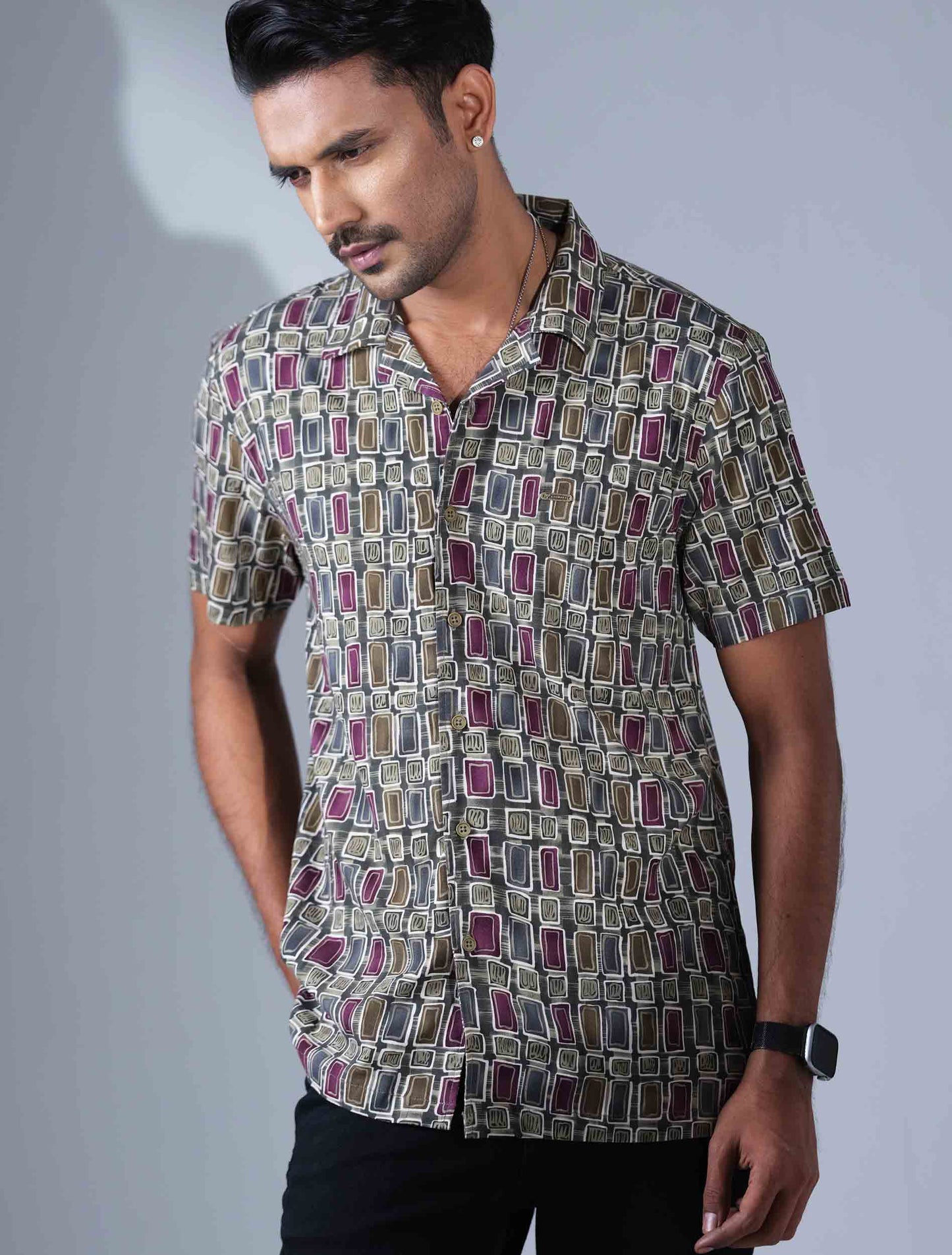 Avocado Olive maroon Printed premium havana shirt