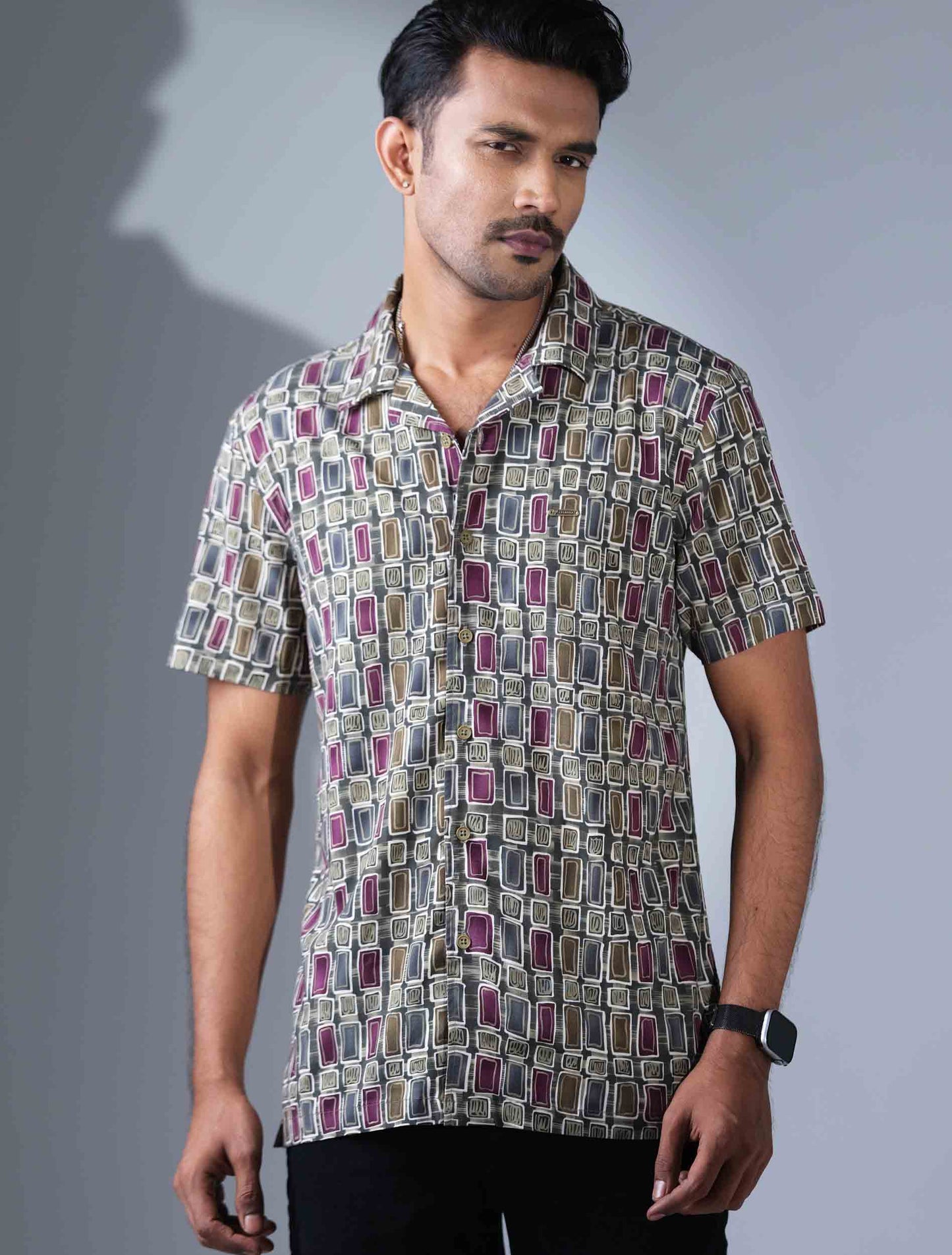 Avocado Olive maroon Printed premium havana shirt