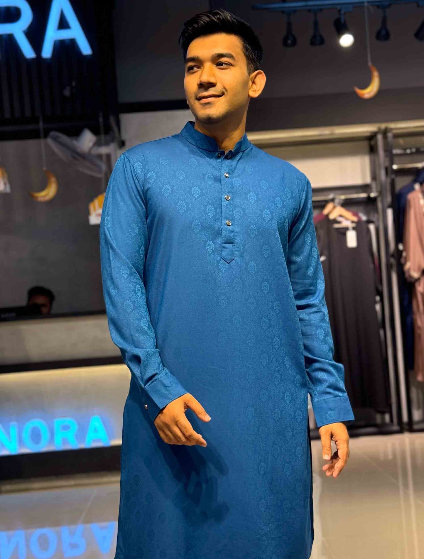 Blue nakshi printed panjabi-RAV