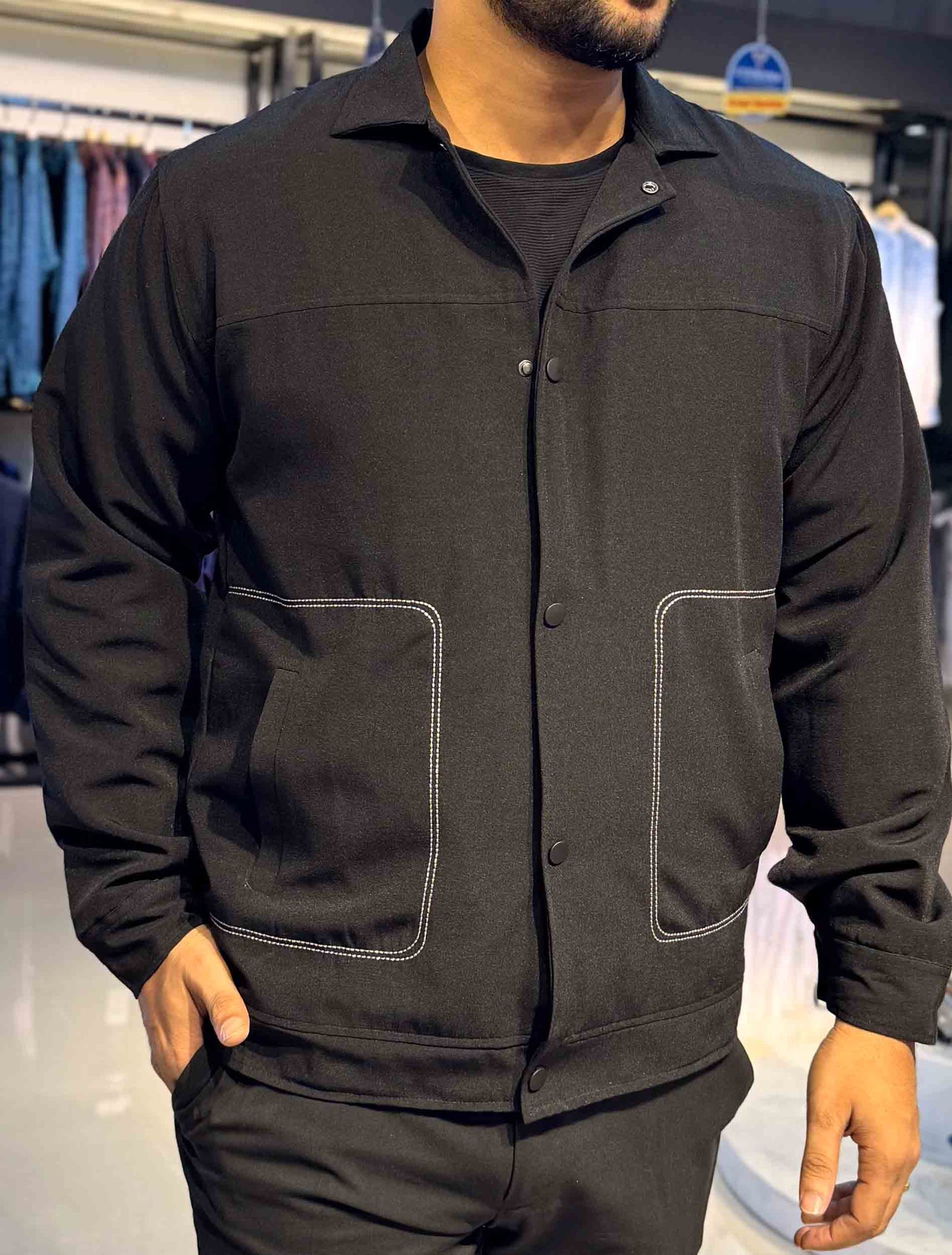 Black cashmere fabric premium jacket