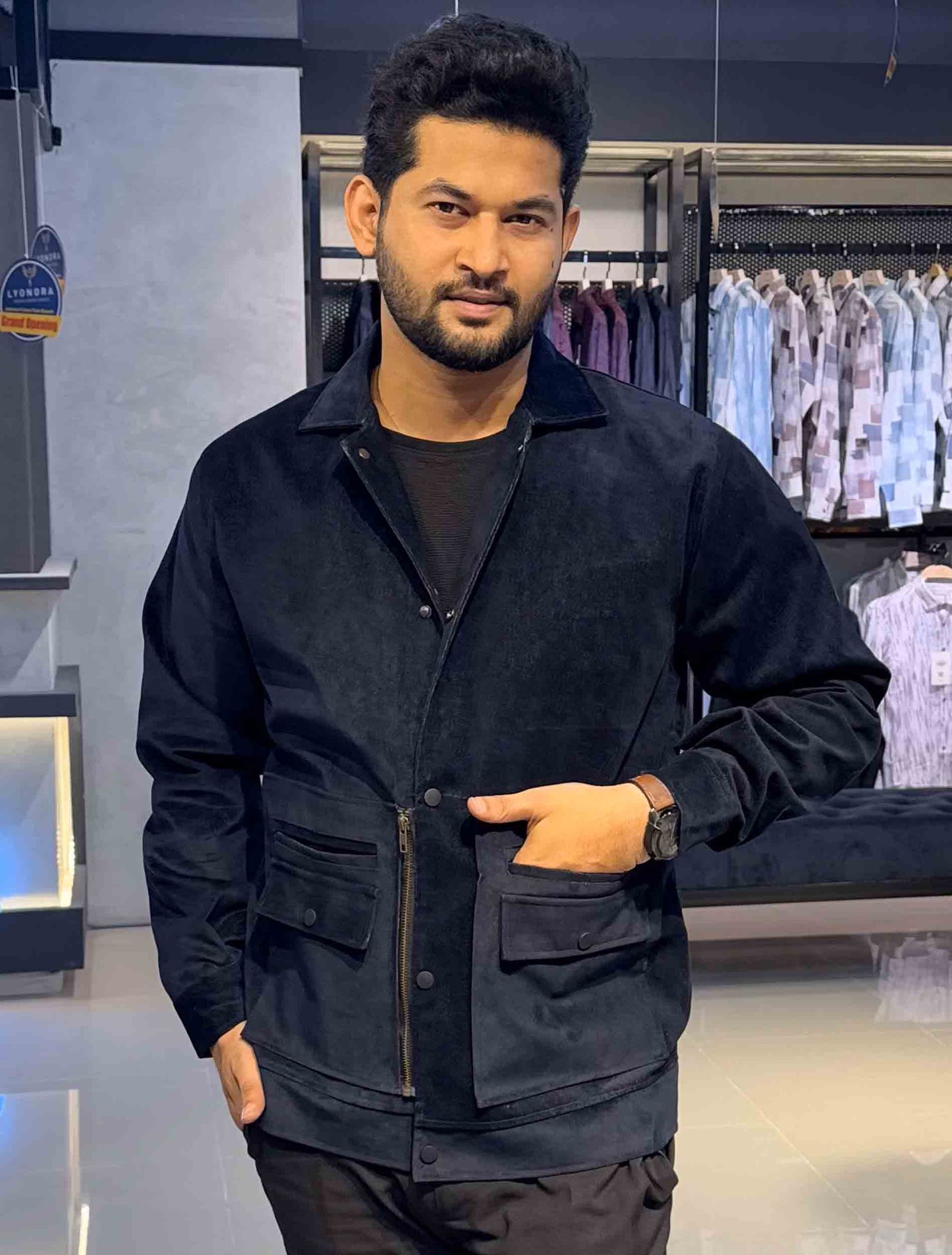Dark blue cotton premium jacket