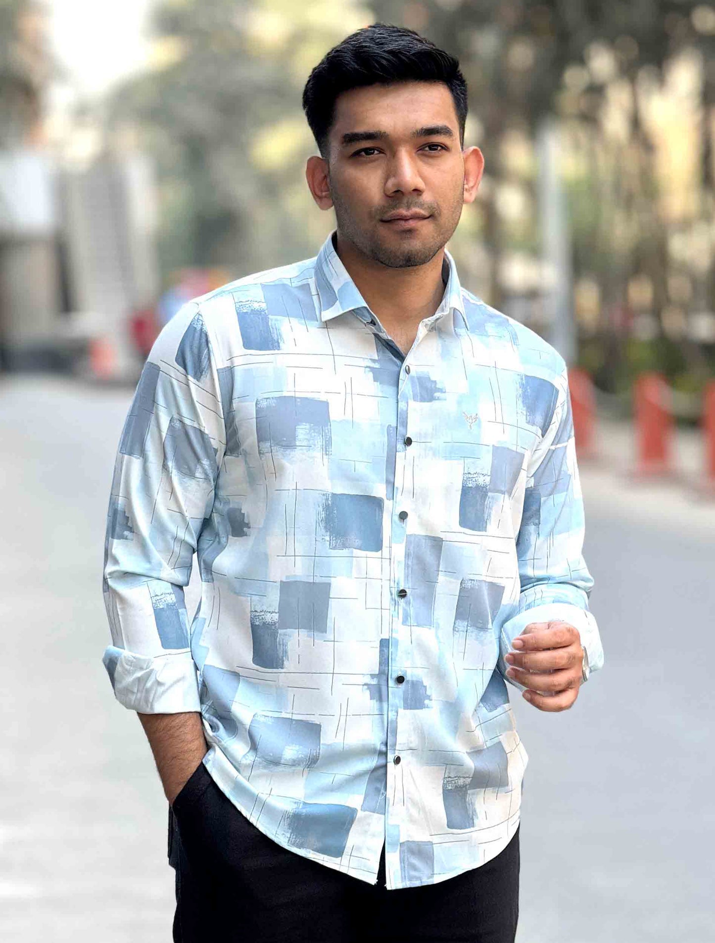 White sky ash printed magnet premium shirt