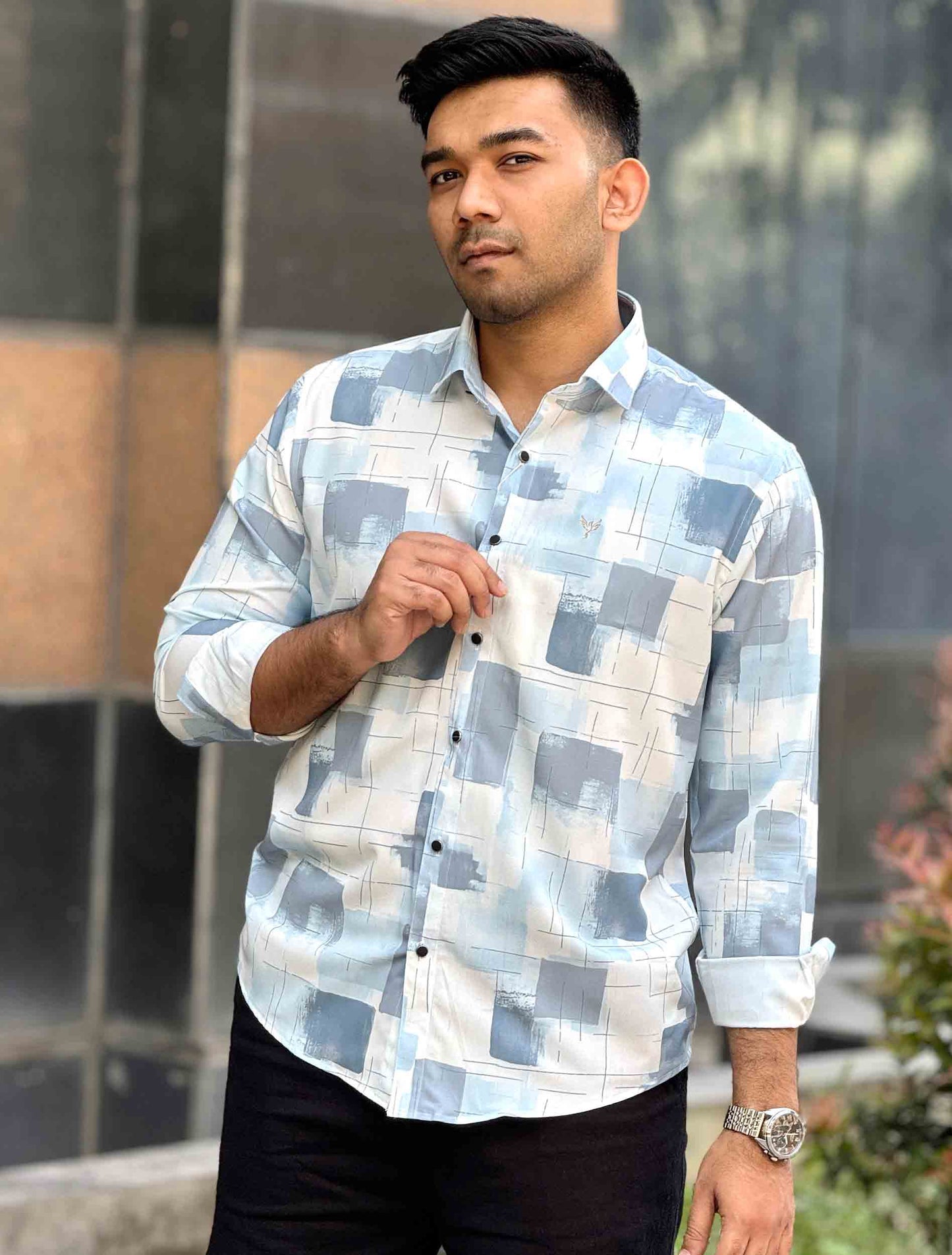 White sky ash printed magnet premium shirt