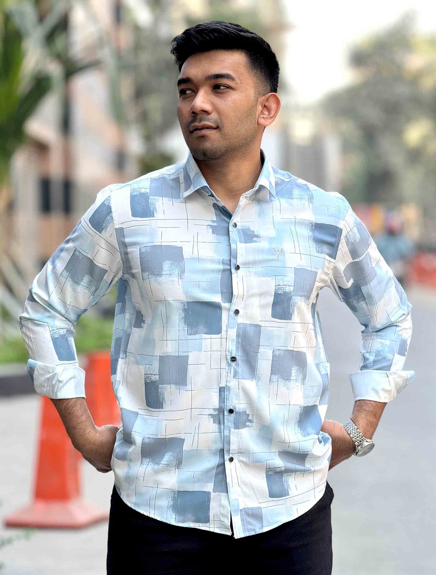 White sky ash printed magnet premium shirt