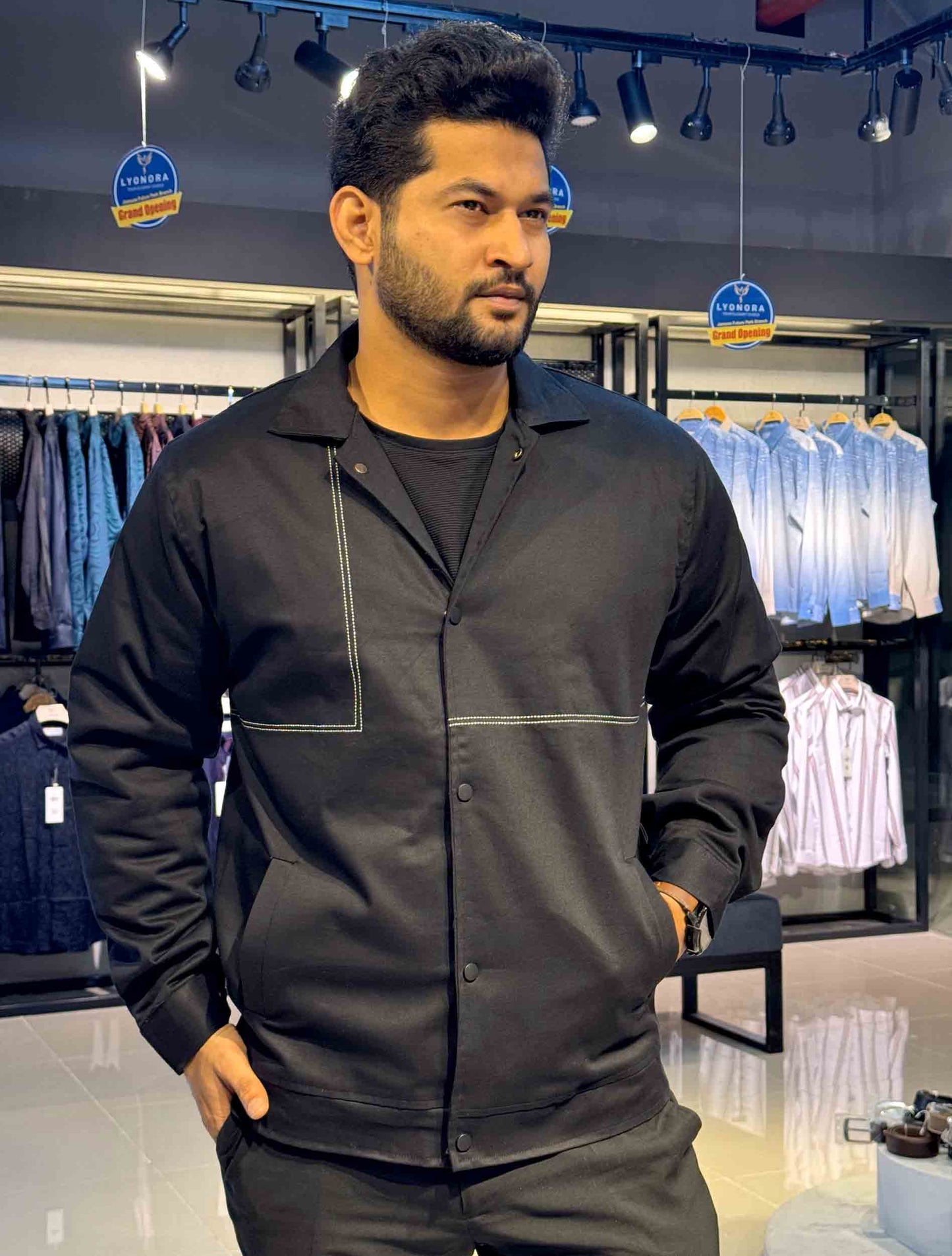 Black cotton embroidered jacket