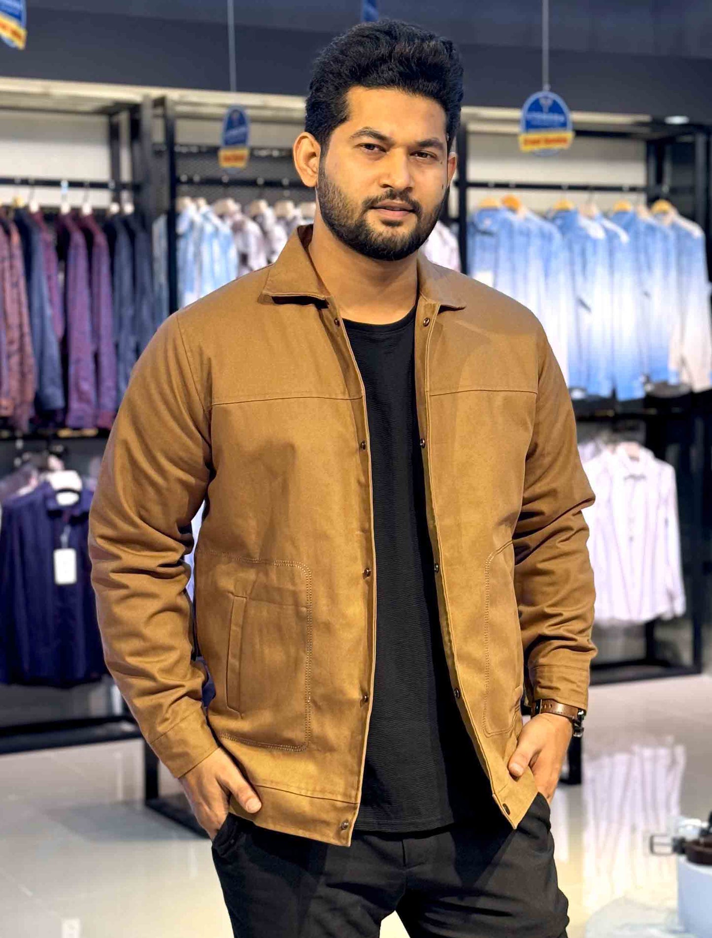Mustard color canvas fabric premium jacket