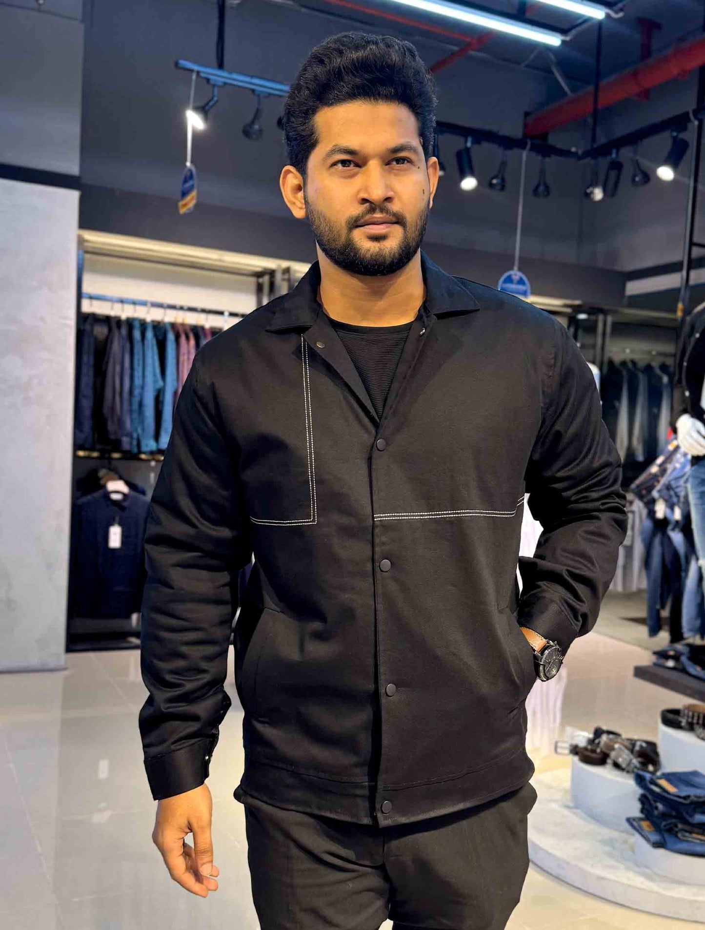 Black cotton embroidered jacket