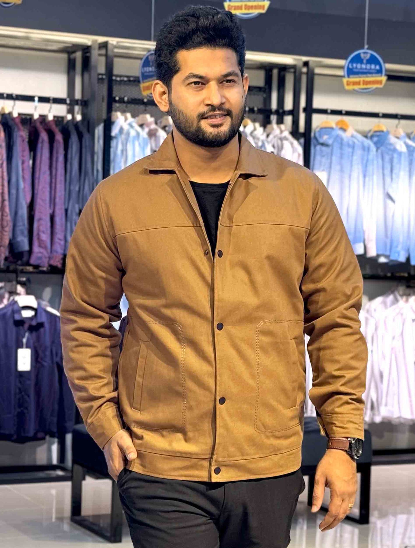 Mustard color canvas fabric premium jacket