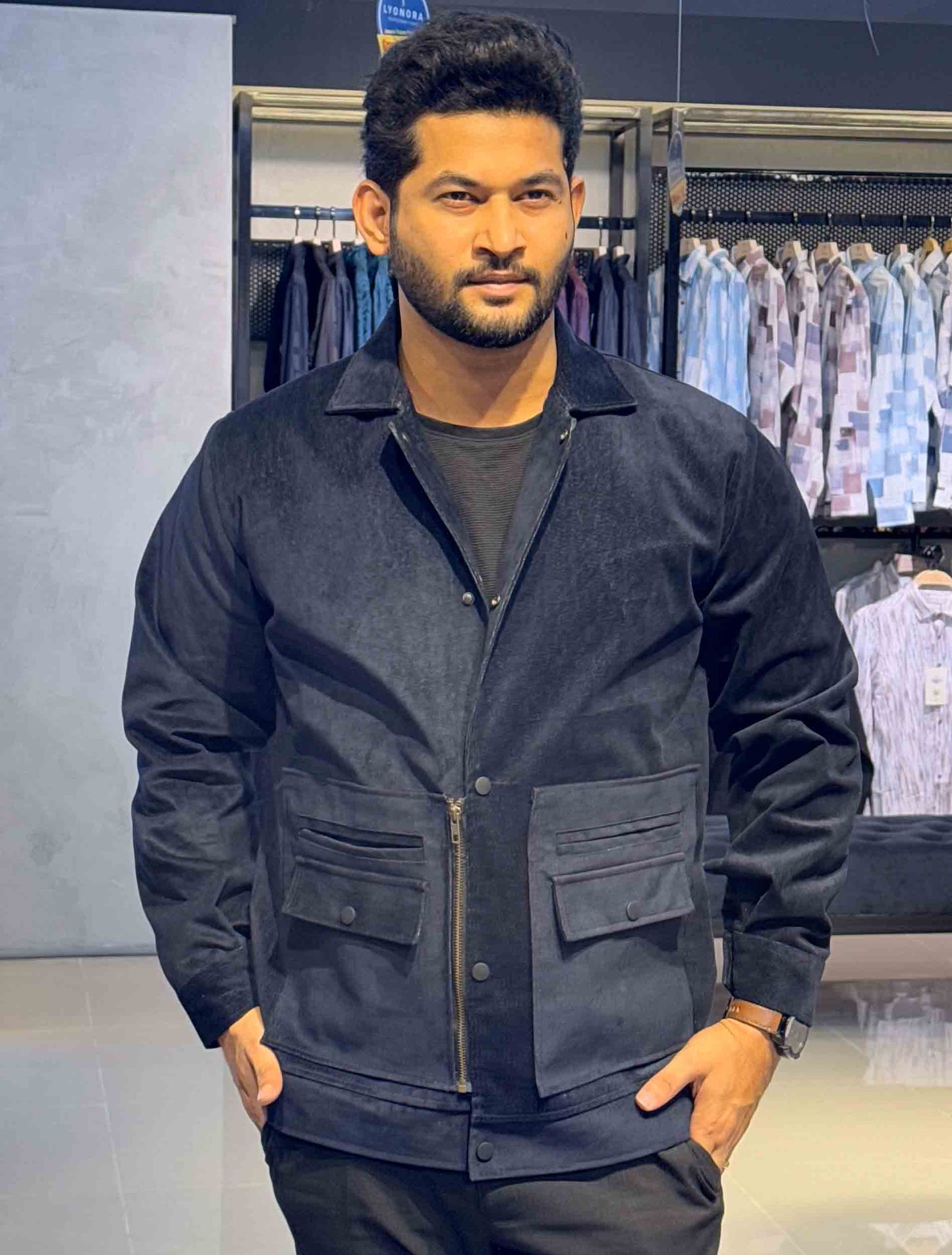 Dark blue cotton premium jacket