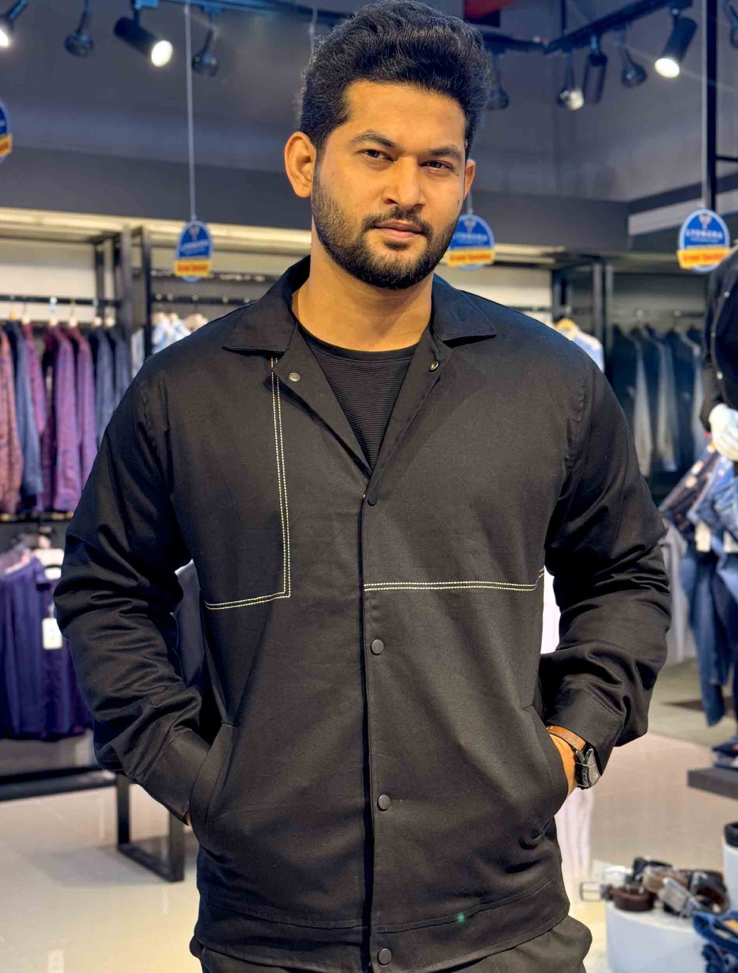 Black cotton embroidered jacket