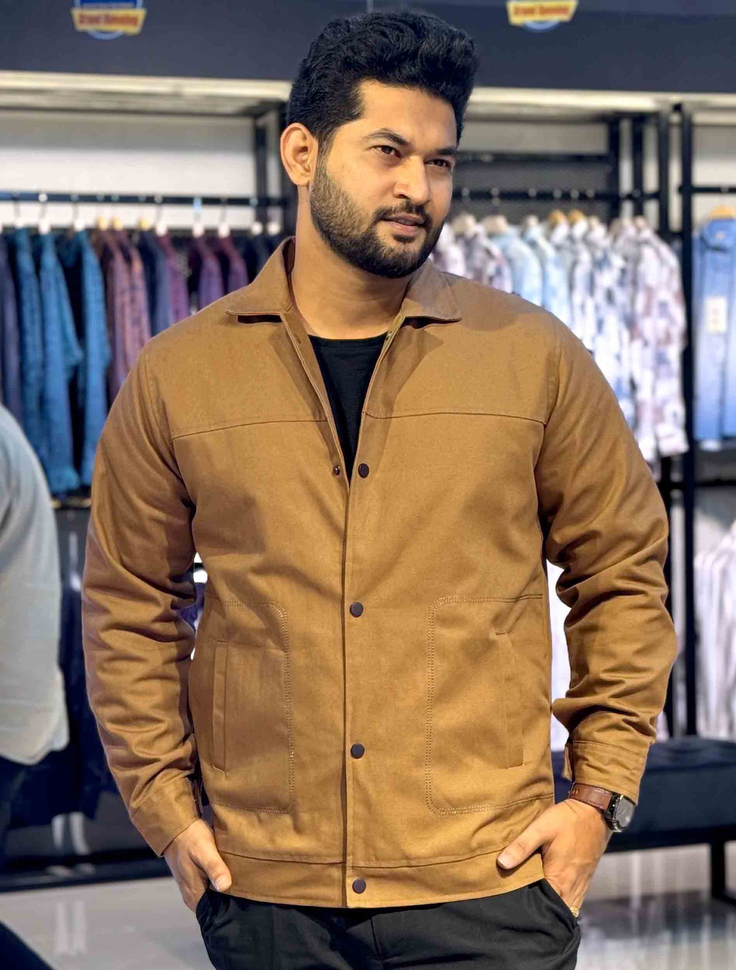 Mustard color canvas fabric premium jacket