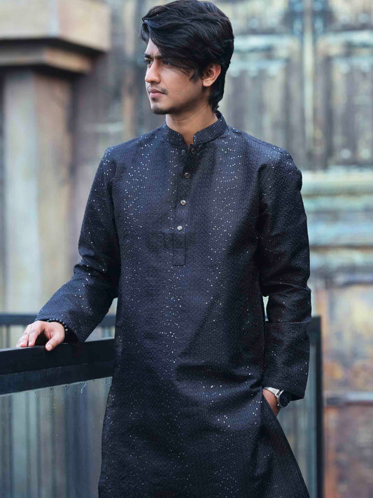 Black sequence embroidered panjabi