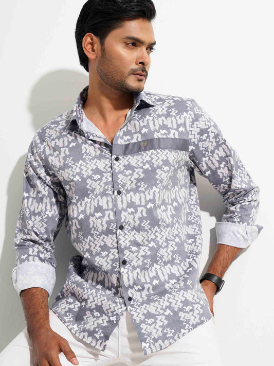 Ash printed chest contrast full sleeve shirt