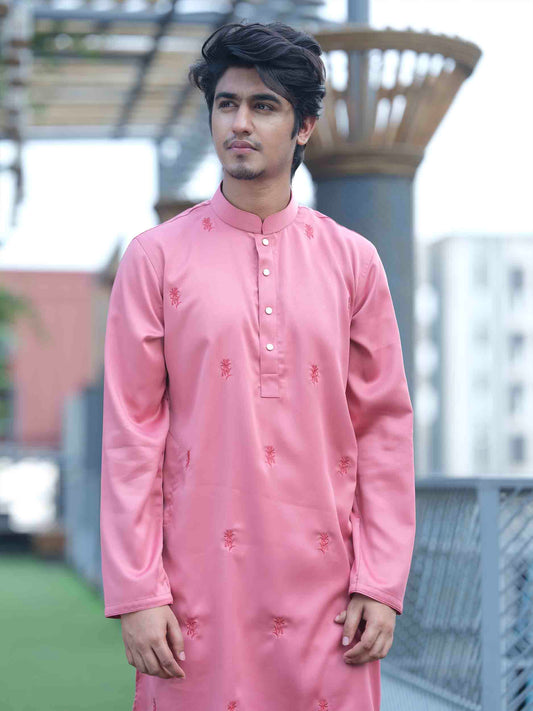 Pink color full body embroidered panjabi