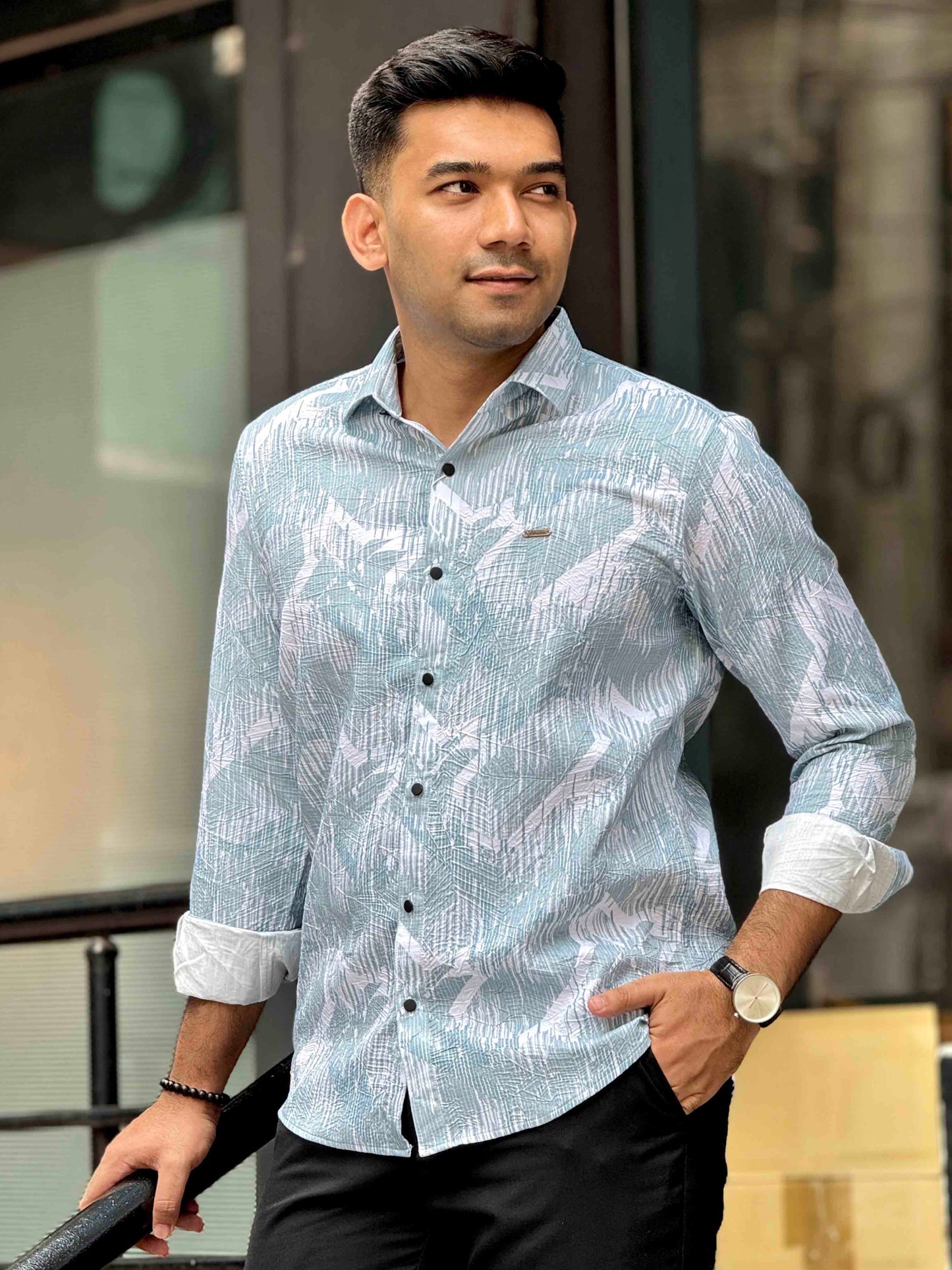 Paste white thin printed viscos premium shirt