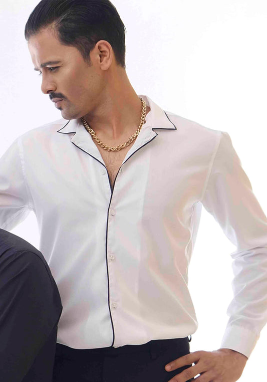 White cuban collar shirt