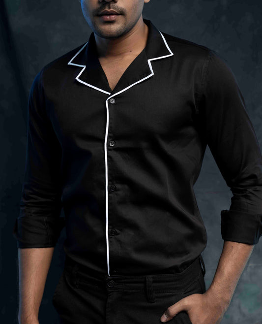 Black cuban collar shirt