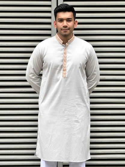 Concrete Gray Plate embroidery premium Panjabi