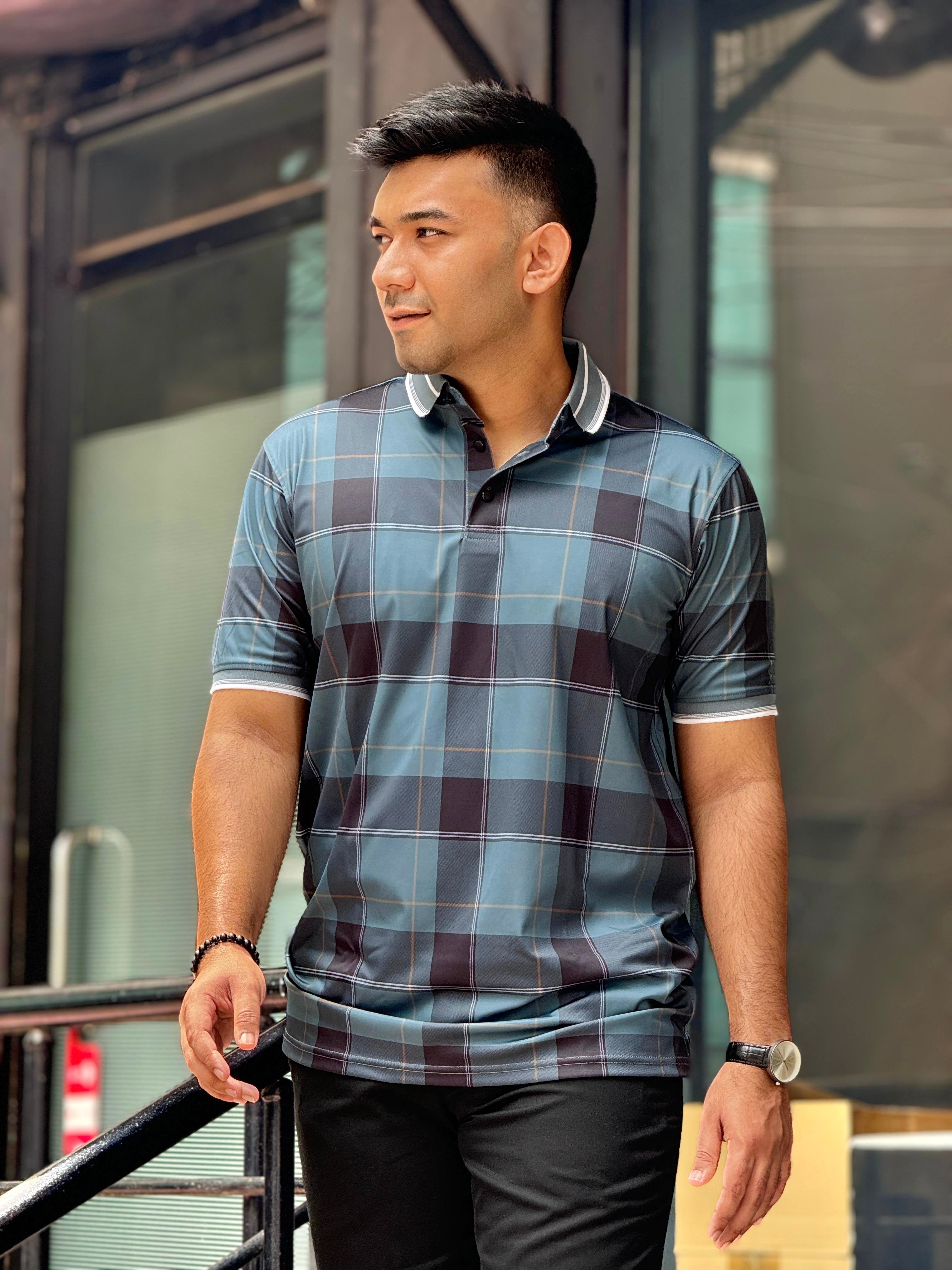 Hunter green Black check premium polo shirt