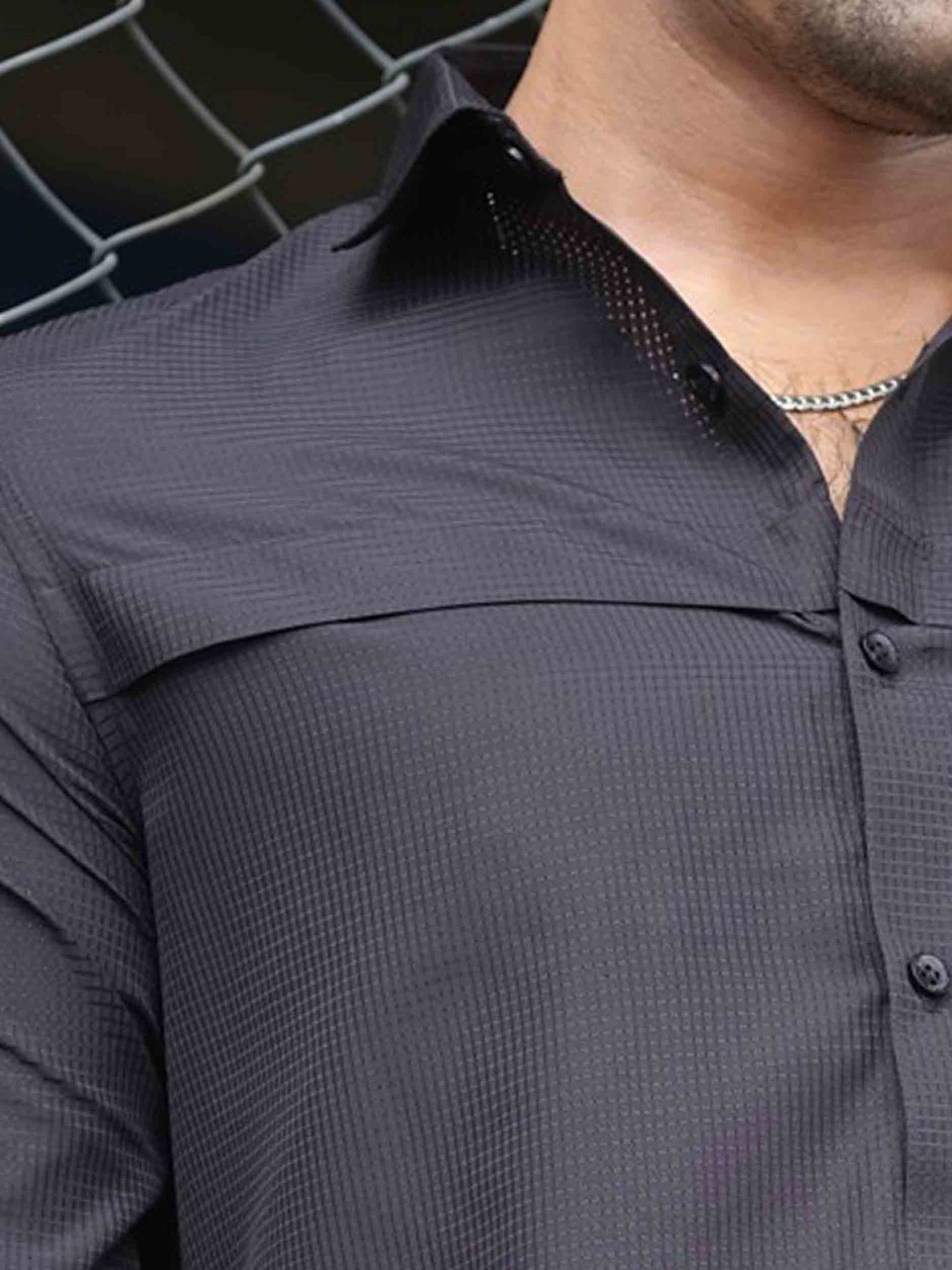 Raven Black chest plated full sleeve shirt