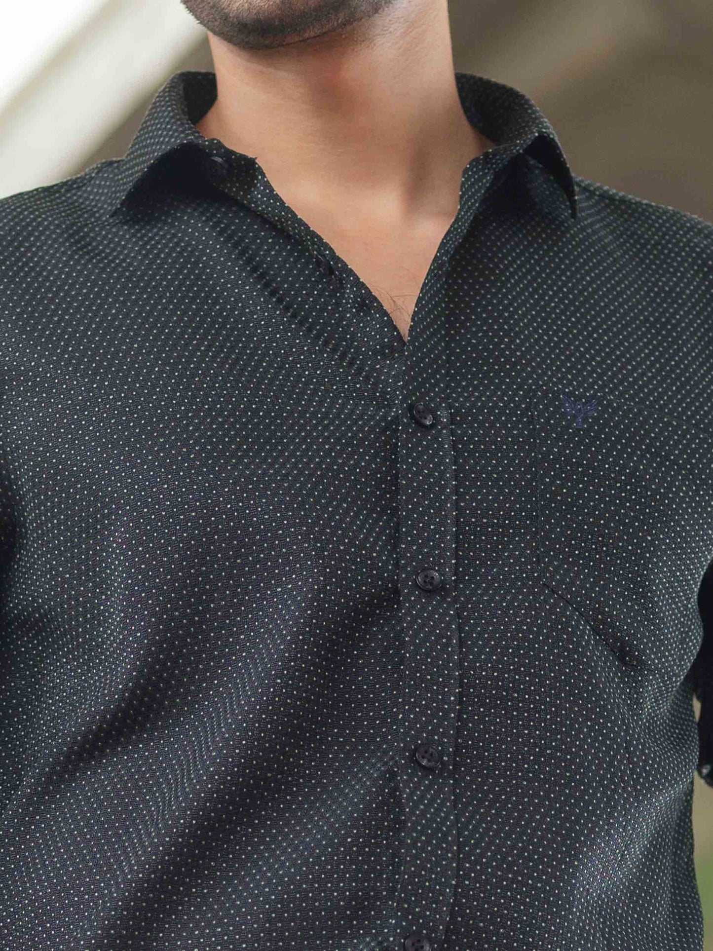 Black dot printed full sleeve shirt